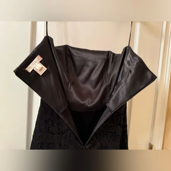 White House Black Market Special Occasion Strapless Dress Velvet Floral Size 4 - Picture 9 of 11